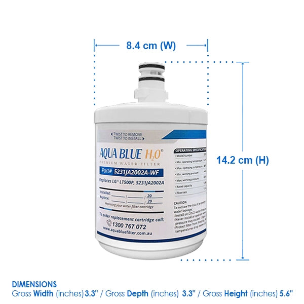 BULK 2* ECO AQUA EFF-6005A LG Generic Water Filter Replacing 5231JA2002A, LT500P