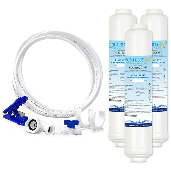 3x DA29-10105J / WSF-100 Samsung Water Filter COMPATIBLE plus Tube Hose (5m 1/4") kit SET