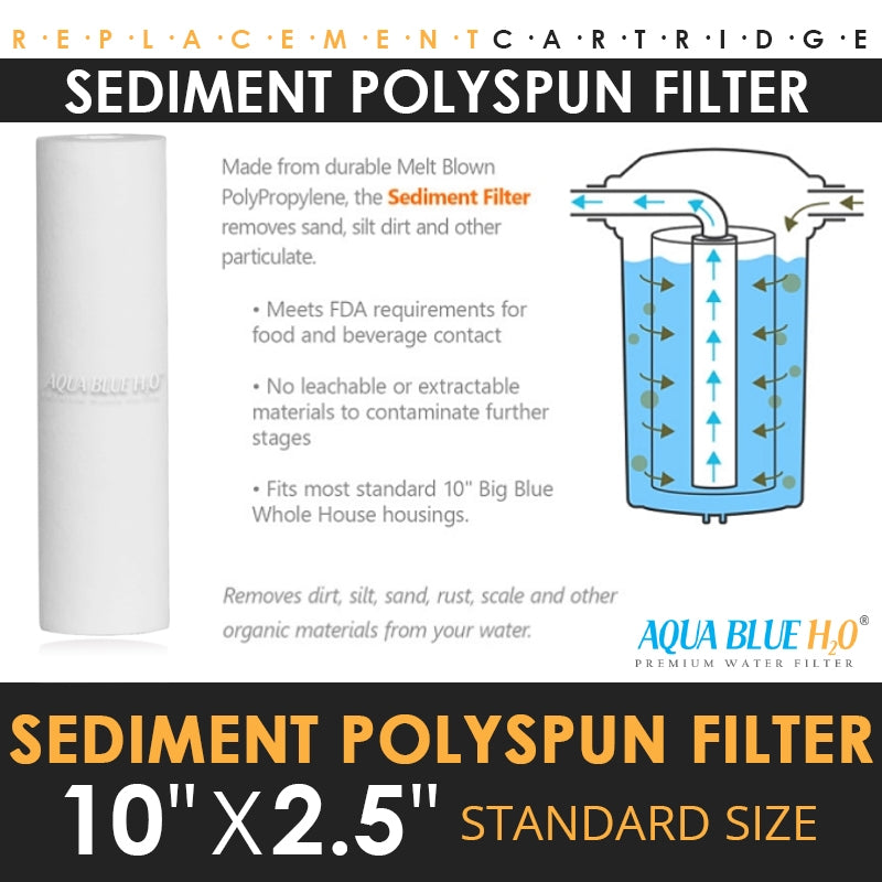 10 Inch Clear Big Blue Filter Housing with 5 Micron PP Sediment Water Filter, Reverse Osmosis Faucet, Connection Kit Set