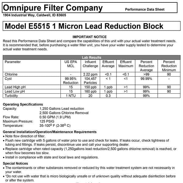 2x Omnipure E5515-SB Everpure Compatible Water Filter QL1 S-54 WFA
