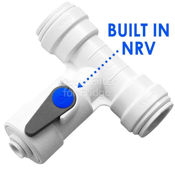 John Guest ASV4 Angle Stop Valve 15mm x 15mm x 3/8" Branch