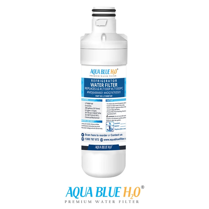 Aqua Blue LT1000P Fridge Water Filter, Compatible with LG LT1000P, LT1000PC, MDJ64844601, ADQ74793501