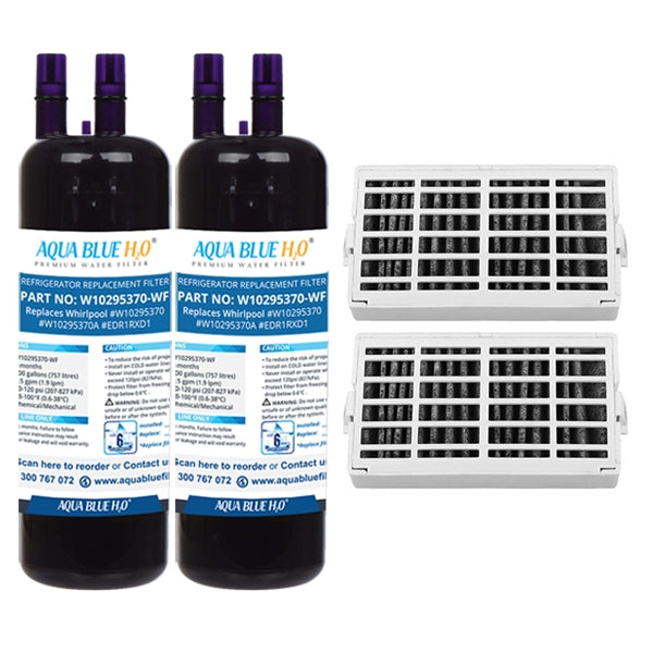 Whirpool Air Filter+W10295370 Set by Aqua Blue H20