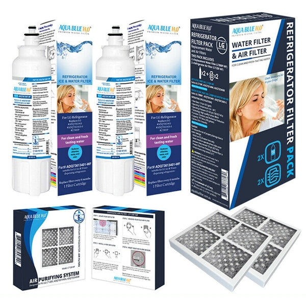 2X LG LT800P Replacement Water Filter with 2X LG LT120F Replacing Air Filter - Refrigerator Filter Pack