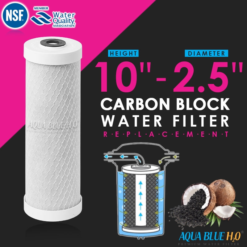 Single Water Filter System for Homes and Offices 10"X2.5" CTO Carbon Block Filter