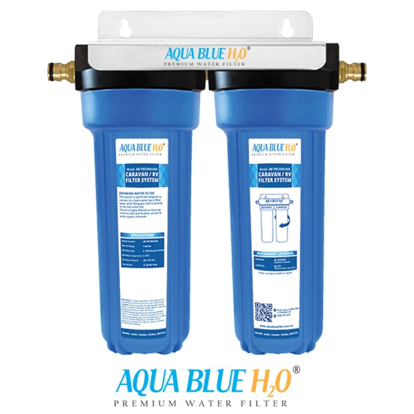 Twin Caravan & RV Water Filter System with Sediment & Silver Carbon Block Filter