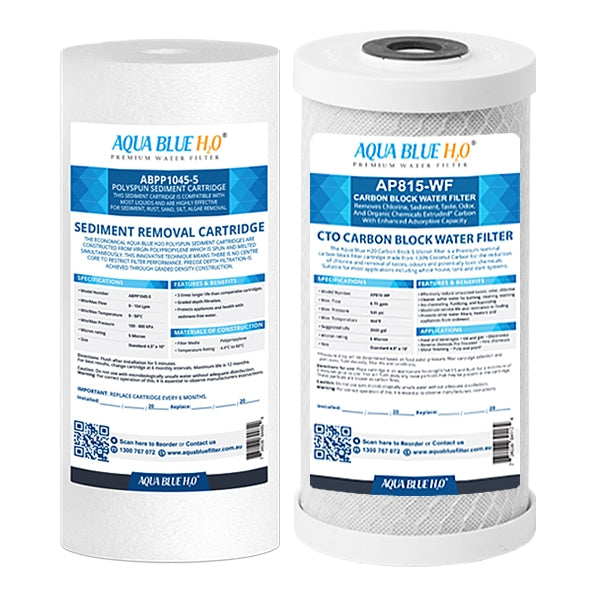 Twin Whole House Replacement Water Filter Set Polyspun + CTO 10