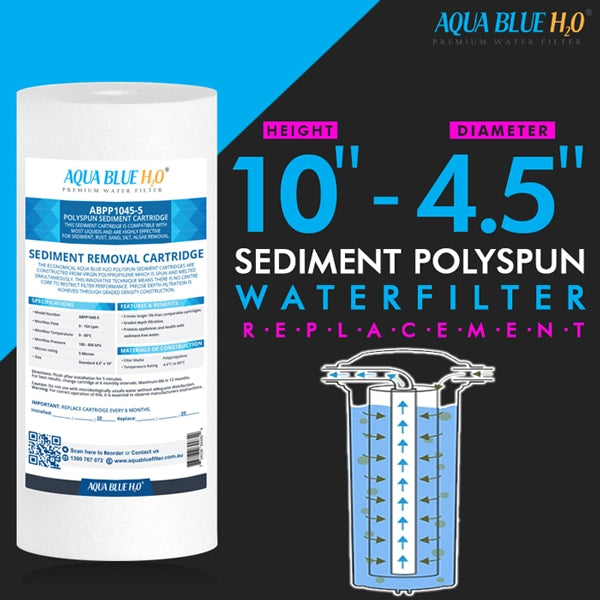 Twin Whole House Replacement Water Filter Set Polyspun + CTO 10