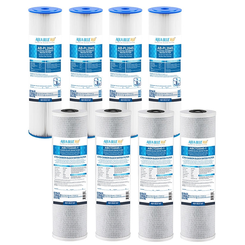 Big Blue 20"x4.5" Whole House CTO Carbon Block Sediment Polyspun Water Filter 2 Pcs Set