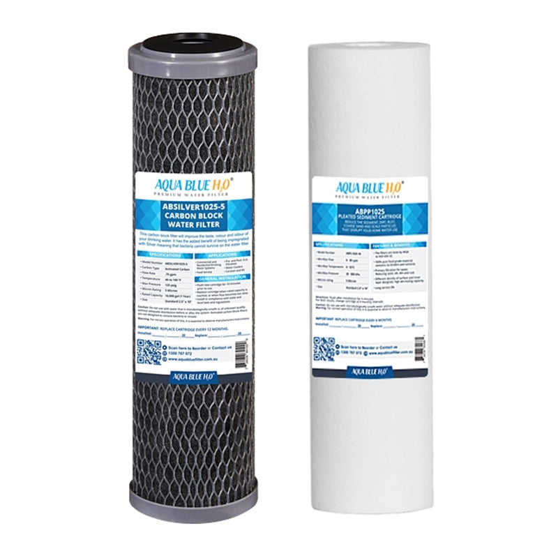 Twin Caravan & RV Water Filter System with Sediment & Silver Carbon Block Filter