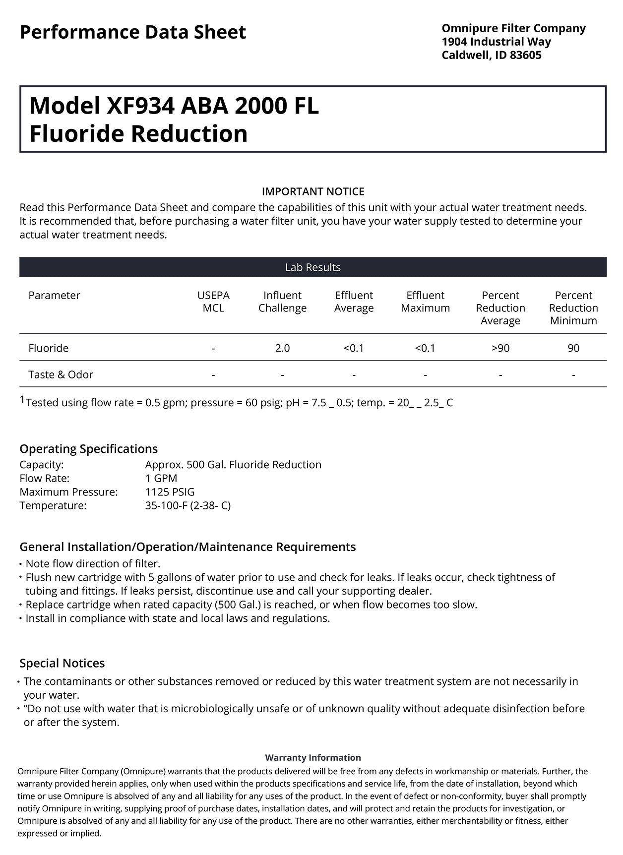 Whole House Water System with Omnipure XF934 Fluoride Reduction Filter