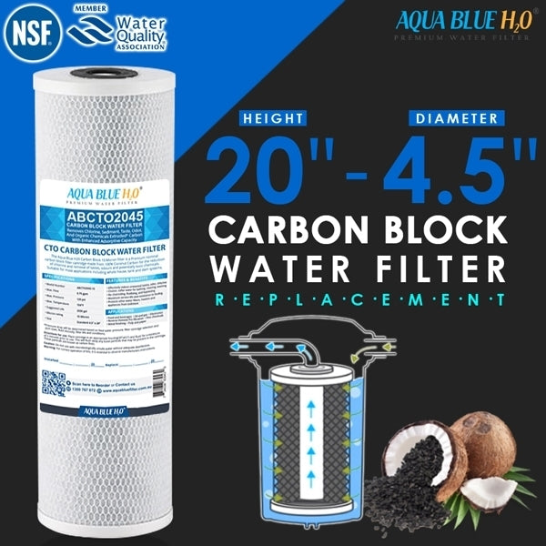 20" X 4.5" Big Blue Twin Water Filter Housing with CTO + Pleated Sediment