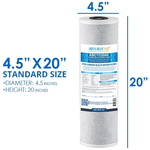 20" X 4.5" Big Blue Twin Water Filter Housing with CTO + Pleated Sediment