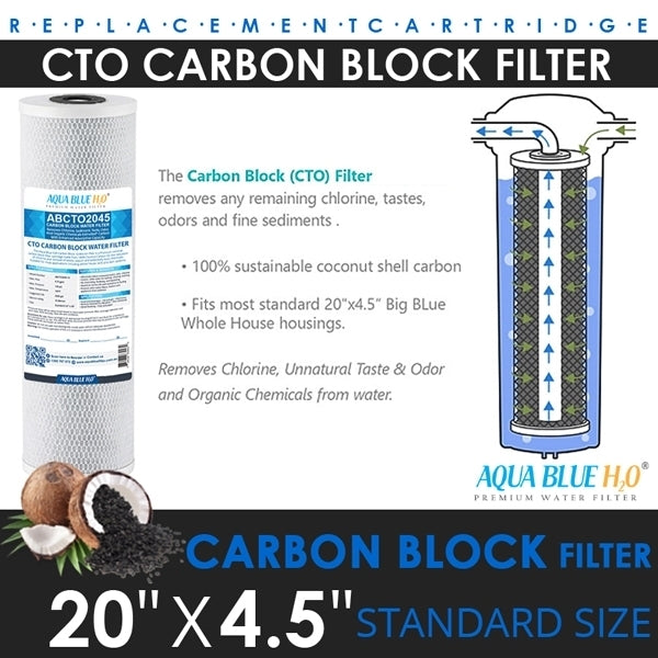 20" X 4.5" Big Blue Twin Water Filter Housing with SEDIMENT( POLYSPUN )+ CTO