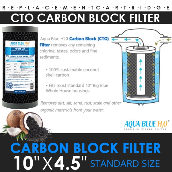 Whole House Water Filter System Carbon Block 10"x4.5" Replacement Filter