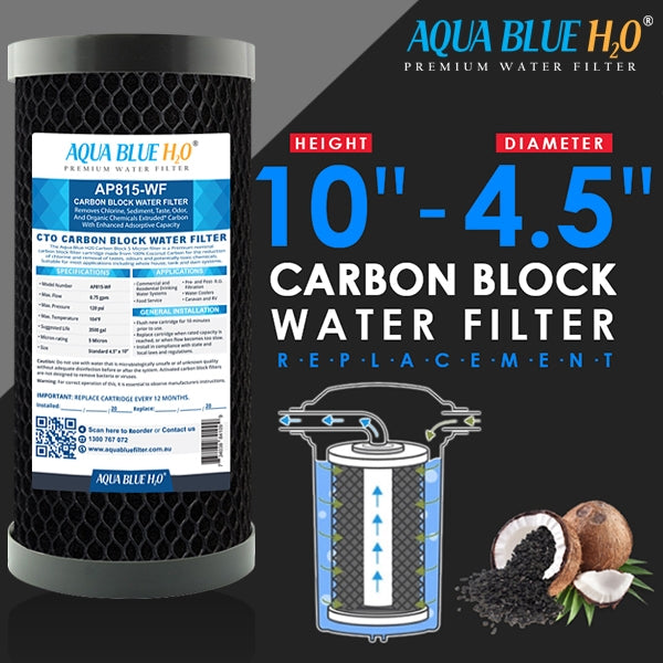 Whole House Water Filter System Carbon Block 10"x4.5" Replacement Filter
