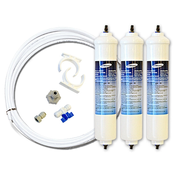 3x Samsung Genuine DA29-10105J External Inline Fridge Water Filter plus Tube Hose kit SET
