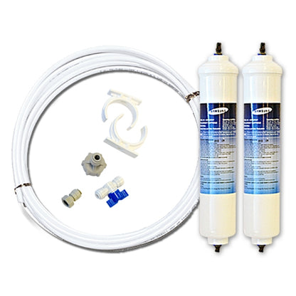 2x Samsung Genuine DA29-10105J External Inline Fridge Water Filter plus Tube Hose Kit Set