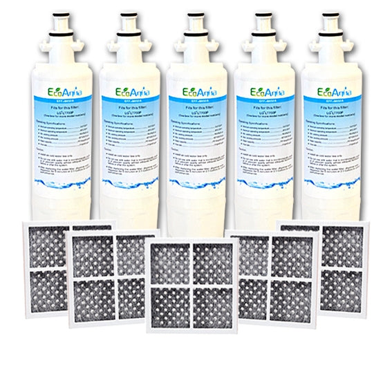 5x LG Replacement Water Filter LT700P + 5x LT120F Generic Air Filter