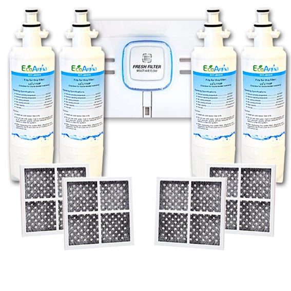 4x LG Replacement Water Filter LT700P + 4x LT120F Generic Air Filter
