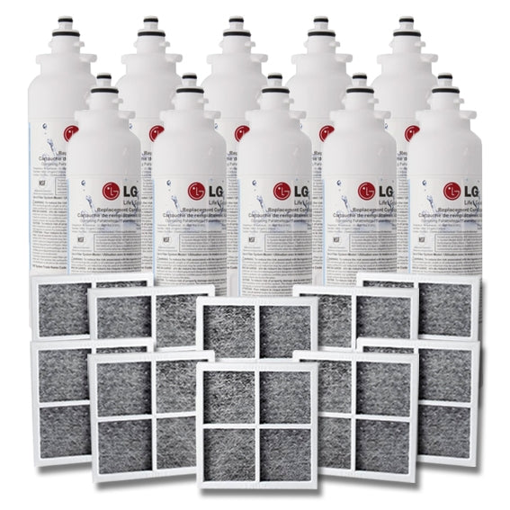 10x LG ADQ73613401(LT800P) GENUINE FRIDGE FILTER with 10x LG Air Filter ADQ73214404(LT120F)