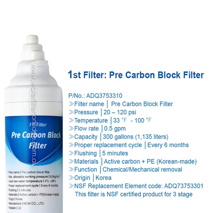 LG  Fridge Filter  ADQ73753313 with  Multi Flow Air Filter