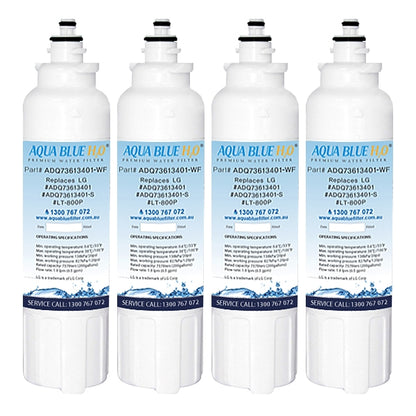 4 x LG Replacement ADQ73613401 LT800P Fridge Filter by Aqua Blue H2O