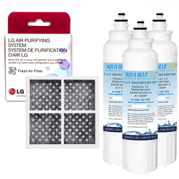 3xLG Replacement Water Filter LT800P(ADQ73613401) with LG Air Filter LT120F(ADQ73214404)