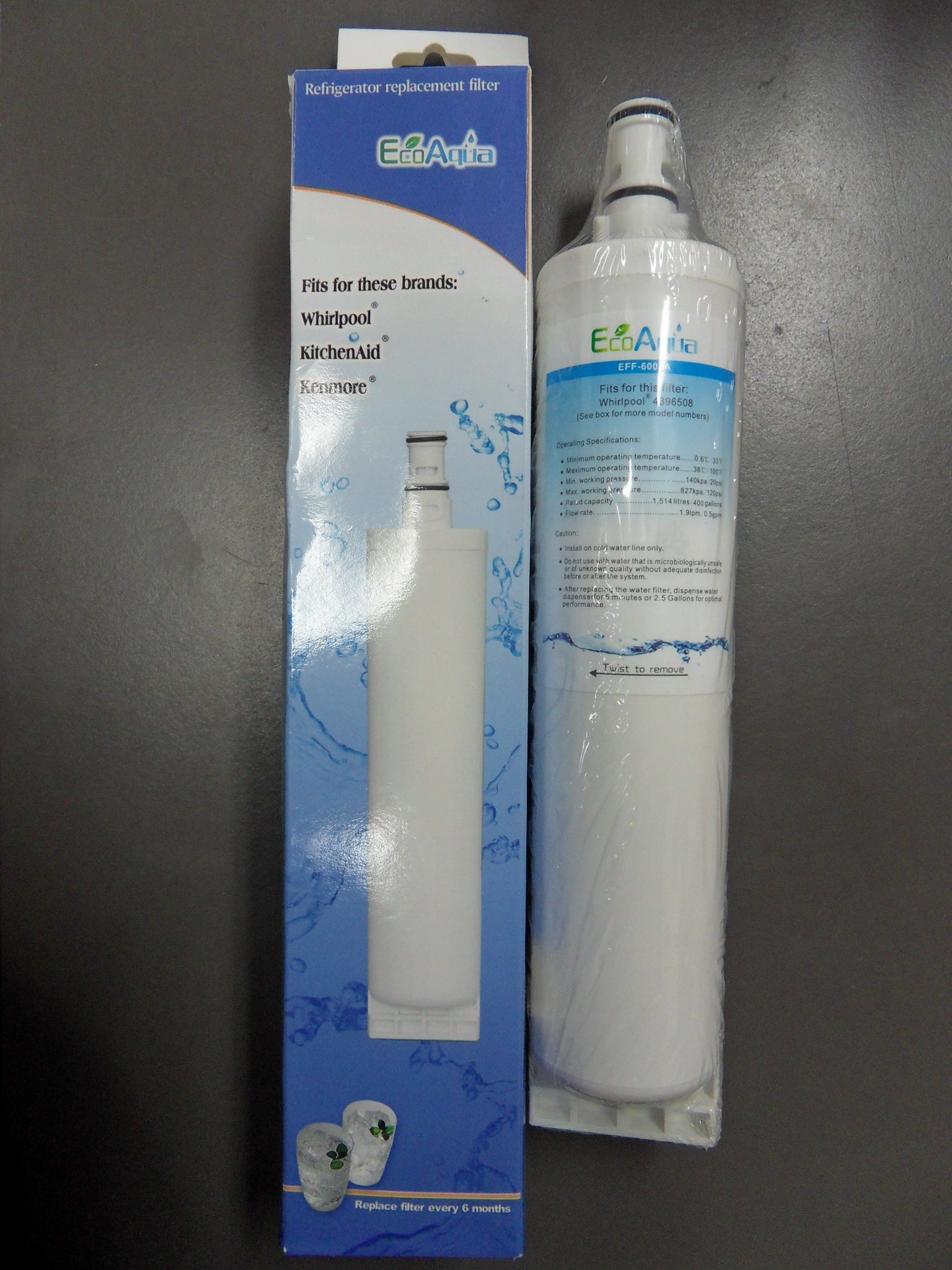 2x EFF-6002 Replace Whirlpool Fridge Filter Part Number - 4396508