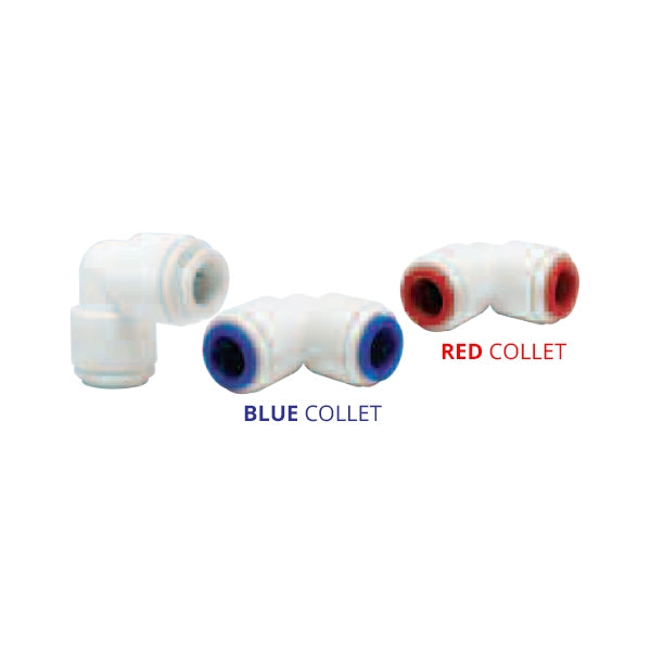 John Guest White Acetal Fittings Equal Elbow CI0308WB  1/4" Blue Collet