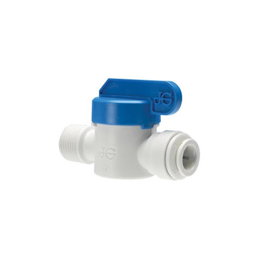 John Guest Polypropylene Shut-Off Valve Speedfit To Male NPTF Adaptor PPSV011223W  3/8 - 3/8