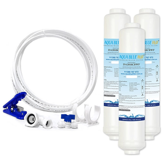 3x DA29-10105J / WSF-100 Samsung Water Filter COMPATIBLE plus Tube Hose (5m 1/4") kit SET