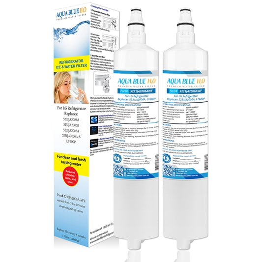 2x LG 5231JA2006A/LT600P Fridge Water Filters by Aqua Blue H20