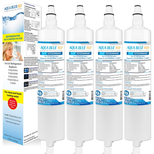 4x LG 5231JA2006A/LT600P Fridge Water Filters by Aqua Blue H20