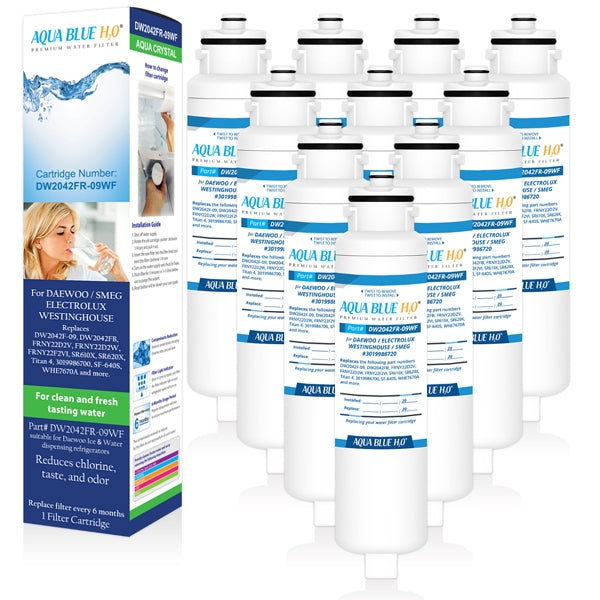 10x AQUA BLUE H20 DW2042FR-09﻿-WF DAEWOO SMEG WESTINGHOUSE Compatible Replacement Fridge Filter Cartridge