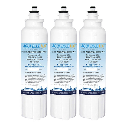 3xLG Replacement ADQ73613401, LT800P Fridge Filter by Aqua Blue H2O