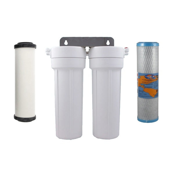 Twin Under Sink Water Filter System Doulton Ceramic with  Omnipure Carbon Set