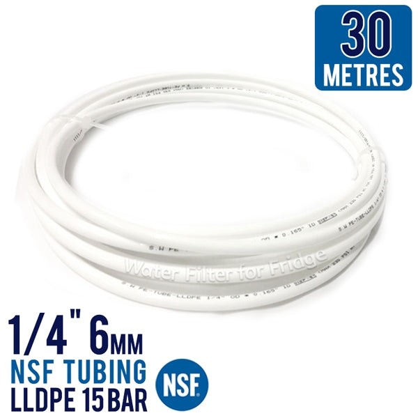 30 Metres Icemaker Water Filter Pipe Tube Hose 1/4" 6mm NSF Tubing LLDPE 15 Bar