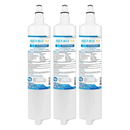 3x LG 5231JA2006A/LT600P Fridge Water Filters by Aqua Blue H20