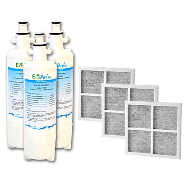 3x LG Replacement Water Filter LT700P + 3x LT120F Generic Air Filter