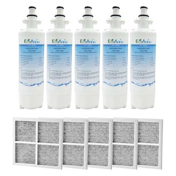 5x LG Replacement Water Filter LT700P + 5x LT120F Generic Air Filter