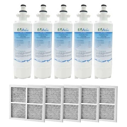 5x LG Replacement Water Filter LT700P + 5x LT120F Generic Air Filter