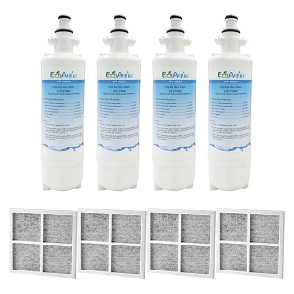 4x LG Replacement Water Filter LT700P + 4x LT120F Generic Air Filter
