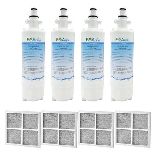 4x LG Replacement Water Filter LT700P + 4x LT120F Generic Air Filter