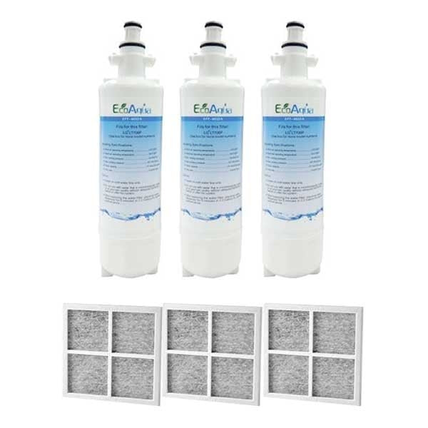 3x LG Replacement Water Filter LT700P + 3x LT120F Generic Air Filter