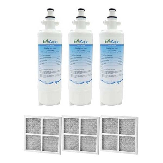 3x LG Replacement Water Filter LT700P + 3x LT120F Generic Air Filter
