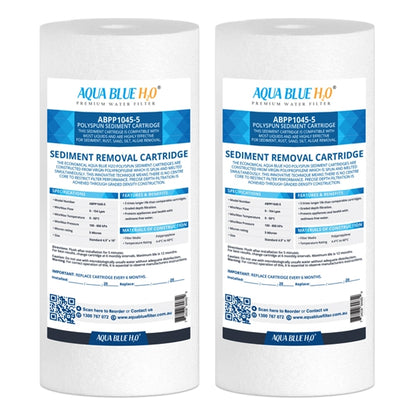 Aqua Blue H20 10x4.5 Polyspun polyproylene sediment cartridge 5Mic water filter