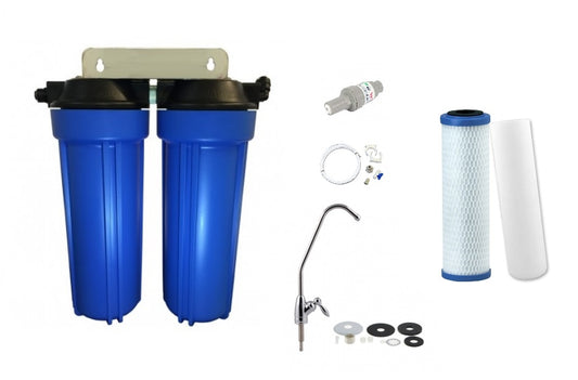 Twin Under Sink Housing Upgrade Kit Only Blue 10"