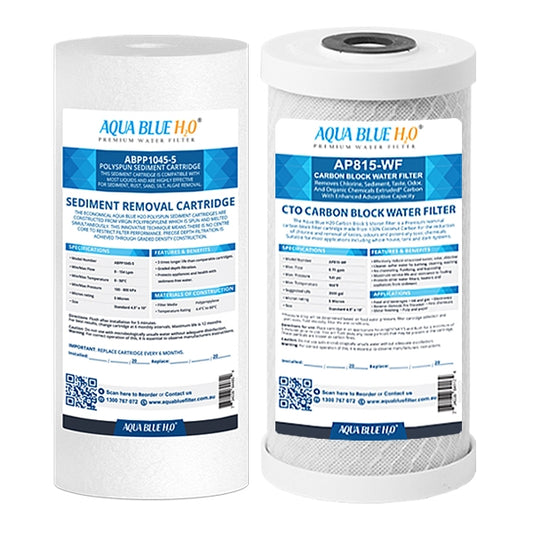 Compatible with Puretec WH2 30 Replacement Water Filters Sediment PX05MP1, Carbon Block CB10MP1