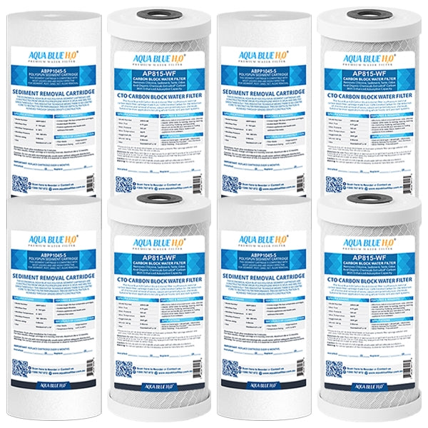 Twin Whole House Replacement Water Filter Set Polyspun + CTO  10"X4.5"